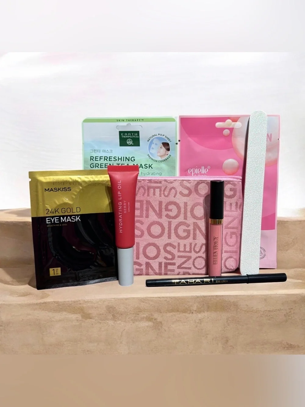 9 Piece Beauty Bundle! Cosmetic Bag with 7 Beauty Pieces & earrings NIP/NWOT/NIB